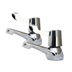 AKW Lever Handle Basin Taps - Pair - Chrome