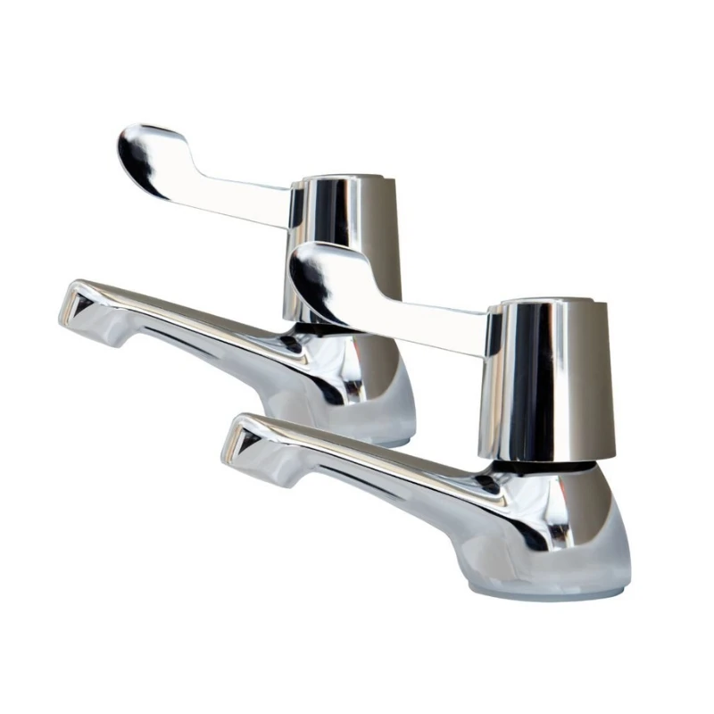 AKW Lever Handle Basin Taps - Pair - Chrome 3 AKW Lever Handle Basin Taps - Pair - Chrome