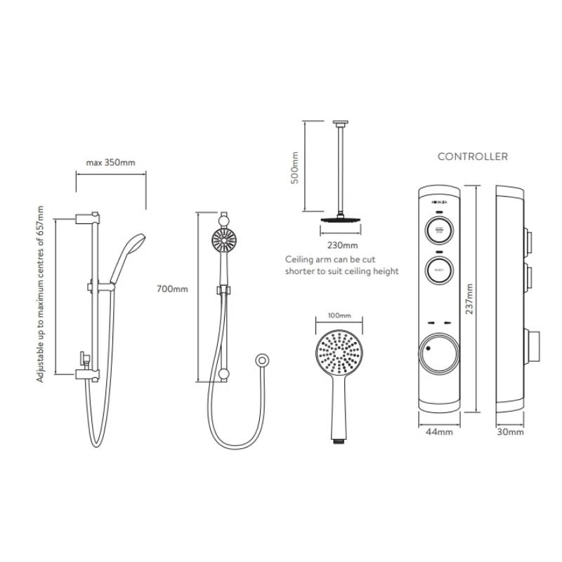 Aqualisa ISystem Concealed Digital Shower With Adj And Ceiling Fixed Shower Heads - Gravity Pumped 5 Aqualisa ISystem Concealed Digital Shower With Adj And Ceiling Fixed Shower Heads - Gravity Pumped - Image 3