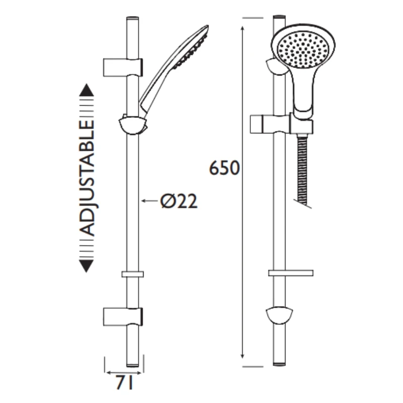 Bristan Evo Shower Kit With Large Single Function Handset & 2M Hose 4 Bristan Evo Shower Kit With Large Single Function Handset & 2M Hose - Image 2