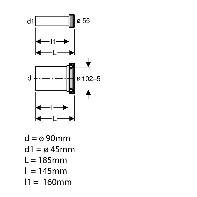 Geberit 18.5cm Wall-hung WC Connection Set - Alpine White Caps 4 Geberit 18.5cm Wall-hung WC Connection Set - Alpine White Caps - Image 2