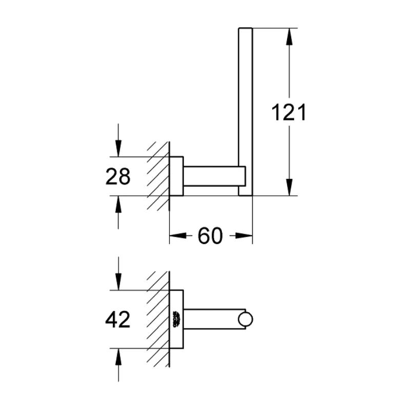 Grohe Essentials Cube Spare Toilet Paper Holder - Chrome 4 Grohe Essentials Cube Spare Toilet Paper Holder - Chrome - Image 2