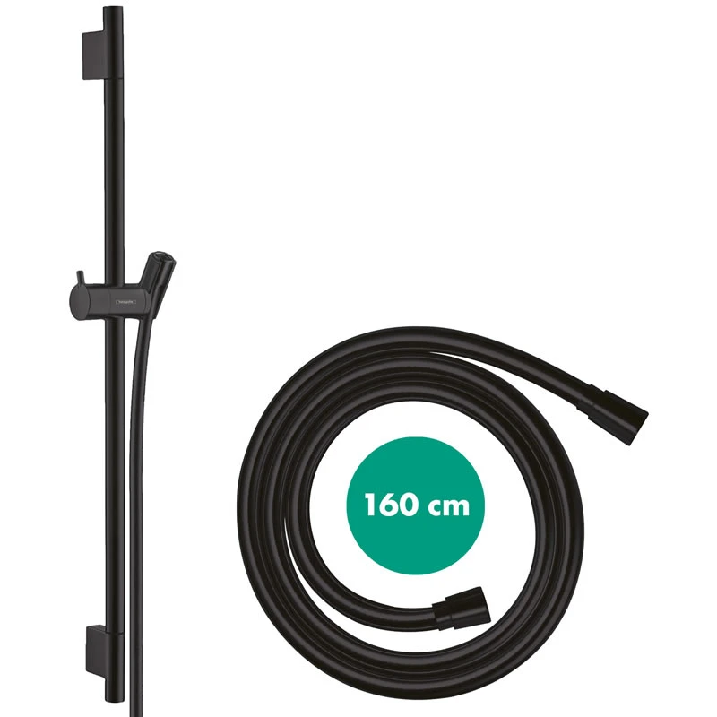 Hansgrohe Unica Shower Rail S Puro - 65cm With Shower Hose - Matt Black 4 Hansgrohe Unica Shower Rail S Puro - 65cm With Shower Hose - Matt Black - Image 2