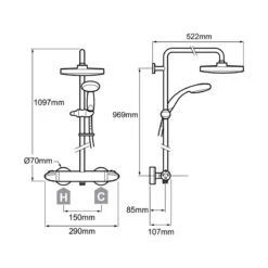 Mira Coda Pro ERD Mk 2 Thermostatic Bar Mixer Shower With Diverter - Chrome -Home Bathroom mira coda pro erd thermostatic bar mixer shower with diverter chrome 1836.006 2