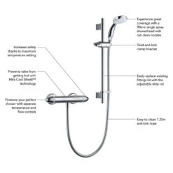 Mira Coda Pro EV MK3 Thermostatic Bar Mixer Shower - Chrome -Home Bathroom mira coda pro ev thermostatic bar mixer shower chrome 1836.005 2