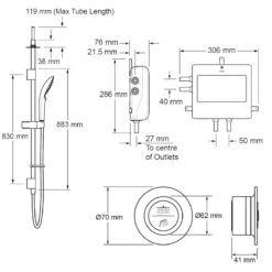 Mira Mode Next Gen Ceiling Fed Digital Shower - High Pressure -Home Bathroom mira mode ceiling fed digital shower high pressure 1.1980.003 3