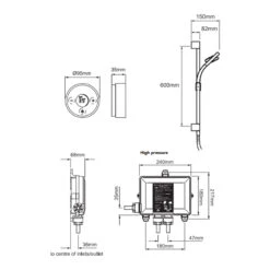 Mira Platinum Rear Fed Digital Shower - High Pressure -Home Bathroom mira platinum biv rear fed high pressure 1666.200 3